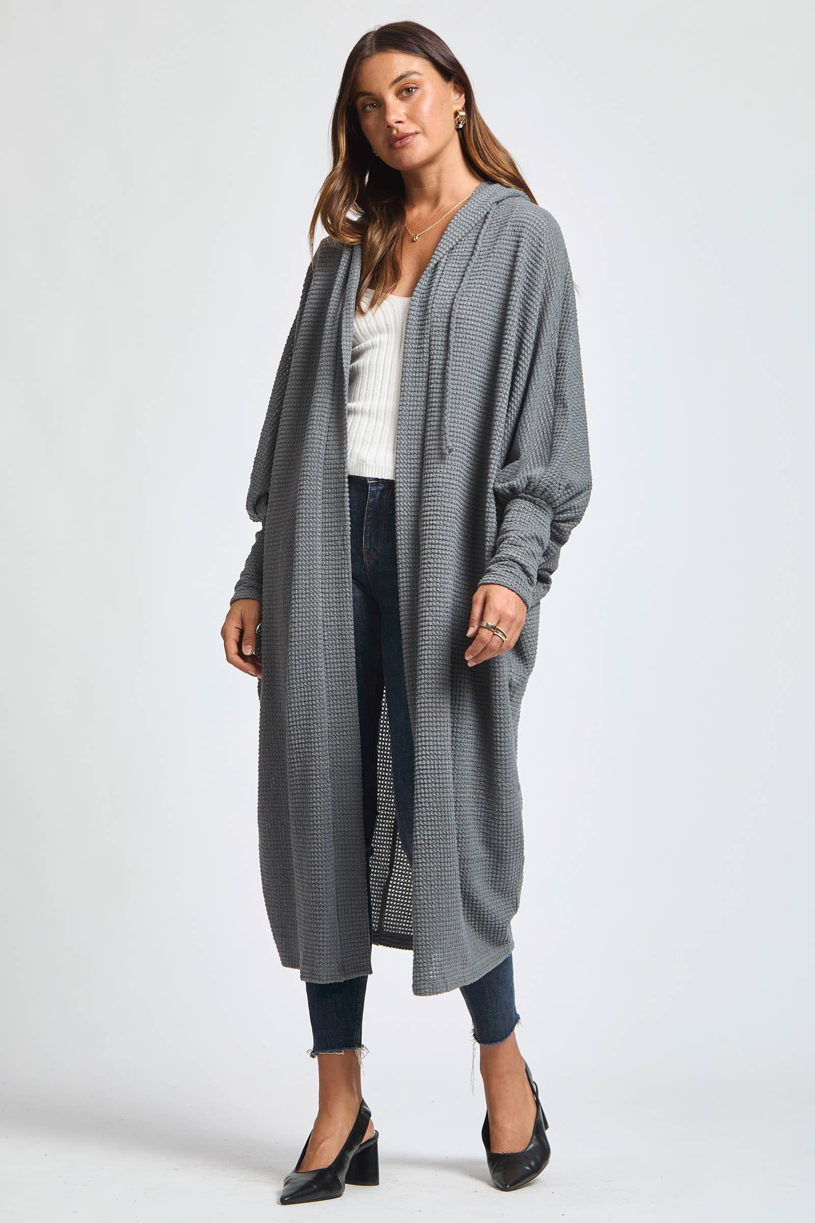 Cozy Vibe Crochet Maxi Duster – Oversized Hooded Layer